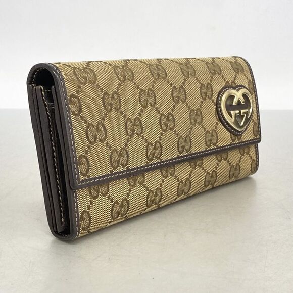 Gucci Long Wallet GG Canvas 245728 Canvas Brown Gold Hardware Women - Picture 2 of 10